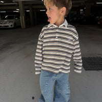 Choc Mustard Stripe Rugby Long Sleeve
