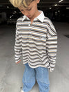 Choc Mustard Stripe Rugby Long Sleeve